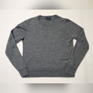 GAP Women's Merino Wool Heather Gray Crewneck Sweater Minimalist Preppy Sz S